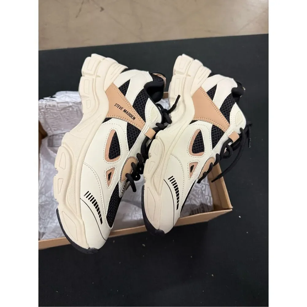 New Steve Madden Corydon Black Tan Chunky Sneakers 9.5